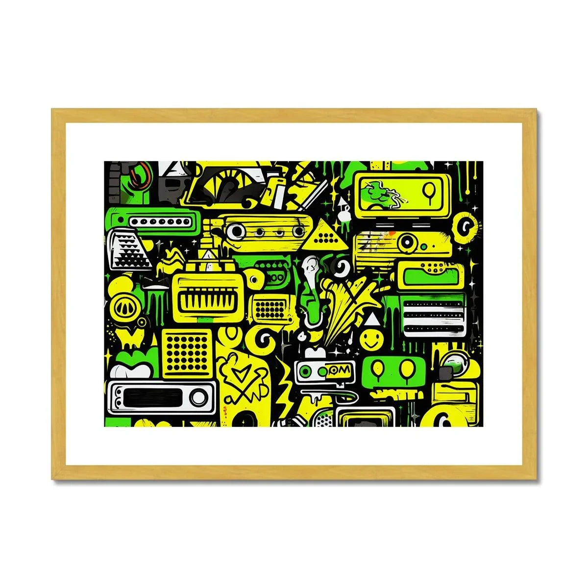 Graffiti Green and Yellow Abstract: A Dive into Vibrant Urban Art Antique Framed & Mounted Print by Prodigi