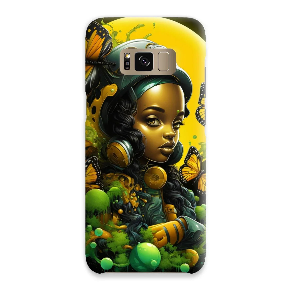 Monarch Butterfly Urban Fantasy Art Print - Afrofuturistic Girl with Butterflies Snap Phone Case - D'Sare