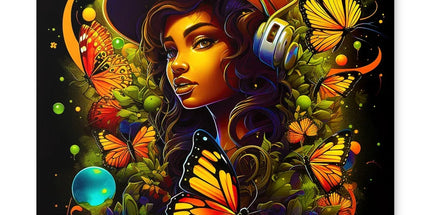 Urban Girl Neon Butterfly Headphone Pop Placemat by Prodigi