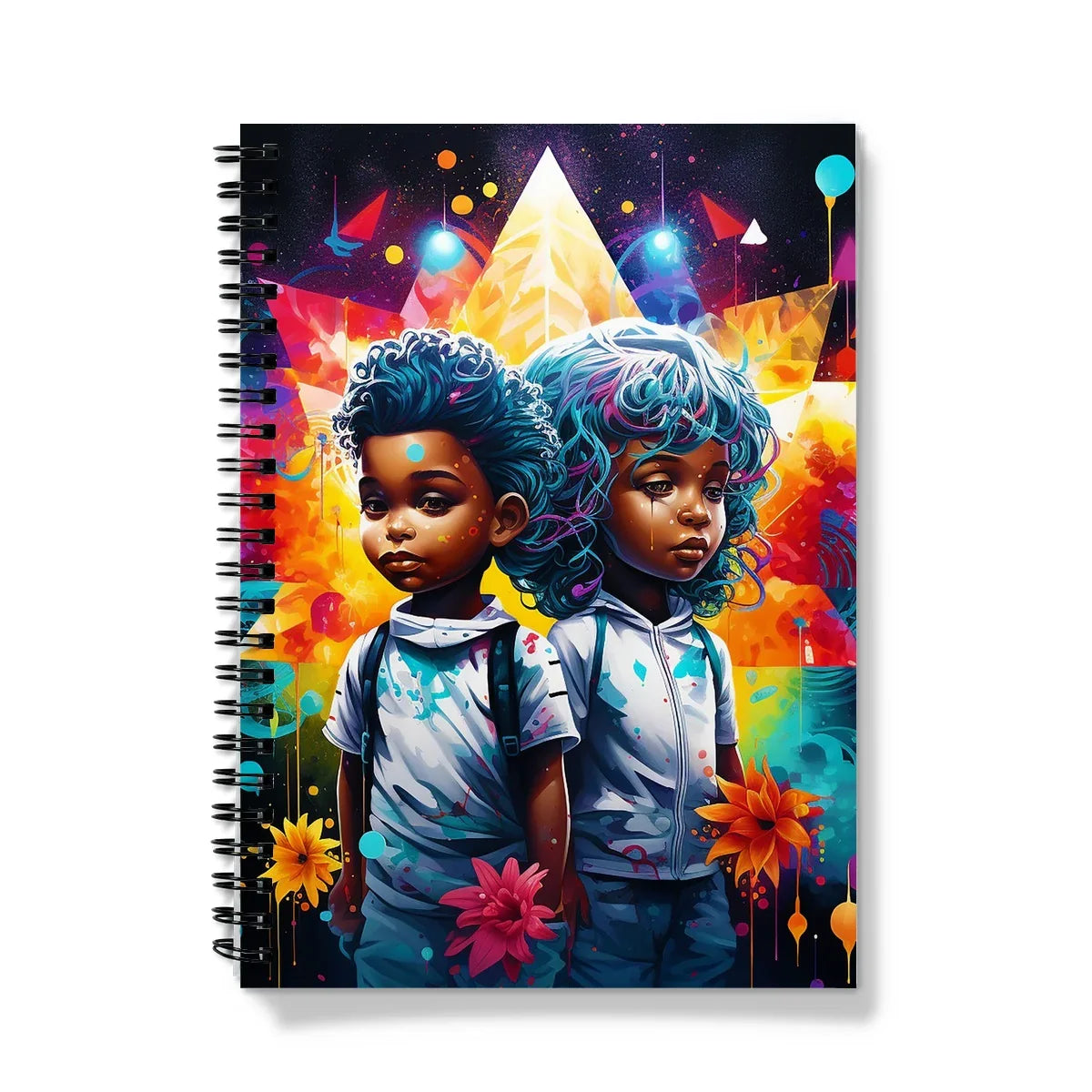 MelanatedMe Retro Galaxy Twins Notebook by Prodigi