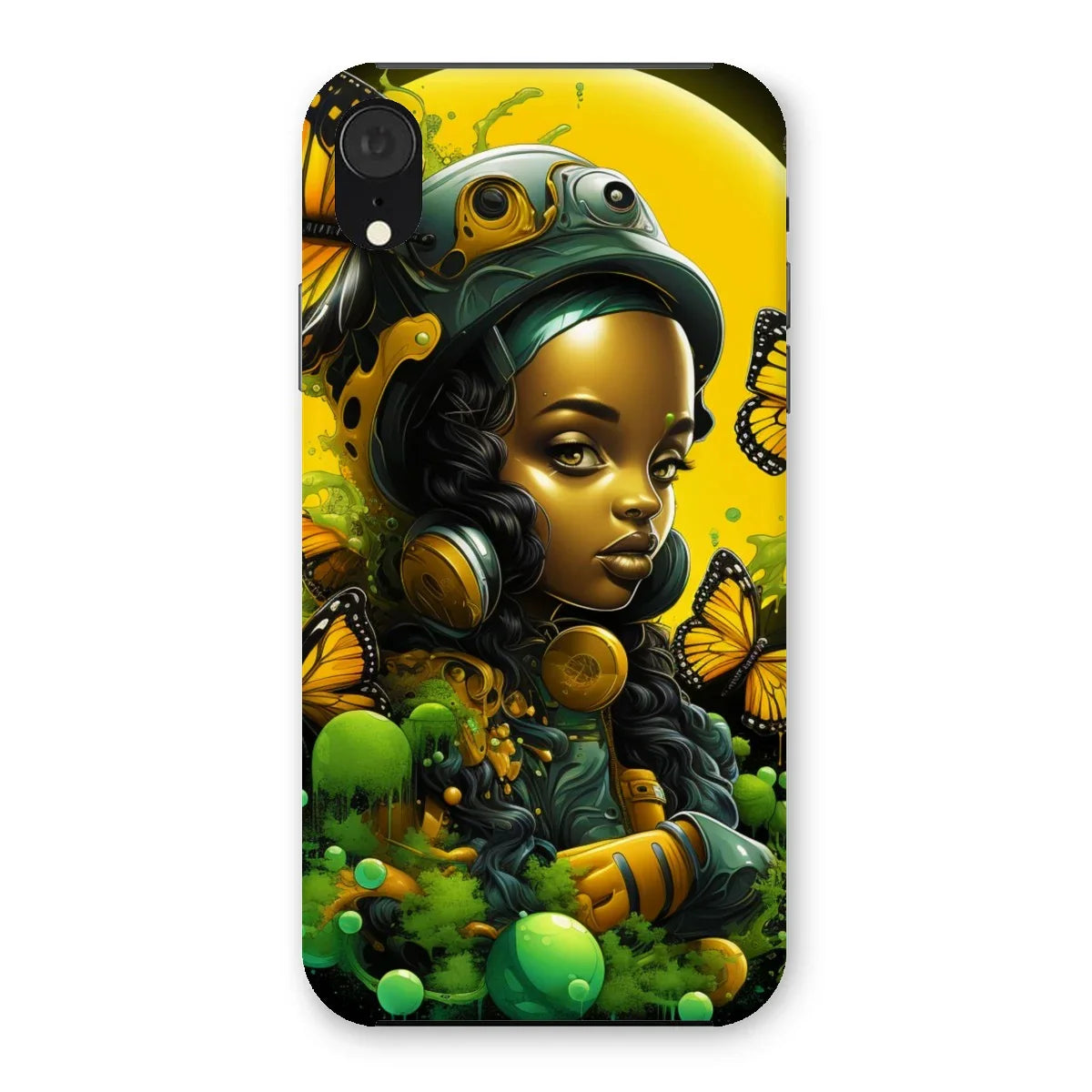Monarch Butterfly Urban Fantasy Art Print - Afrofuturistic Girl with Butterflies Snap Phone Case - D'Sare