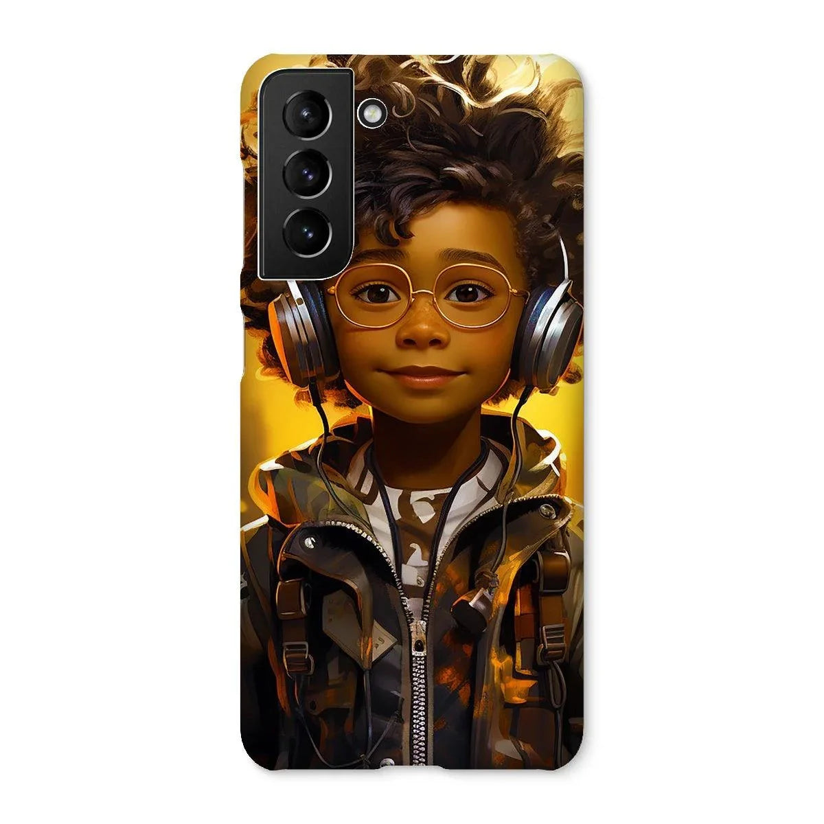 Little Boy Dino Dream Earphone: MelanatedMe Adventures by D'Sare Snap Phone Case - D'Sare 