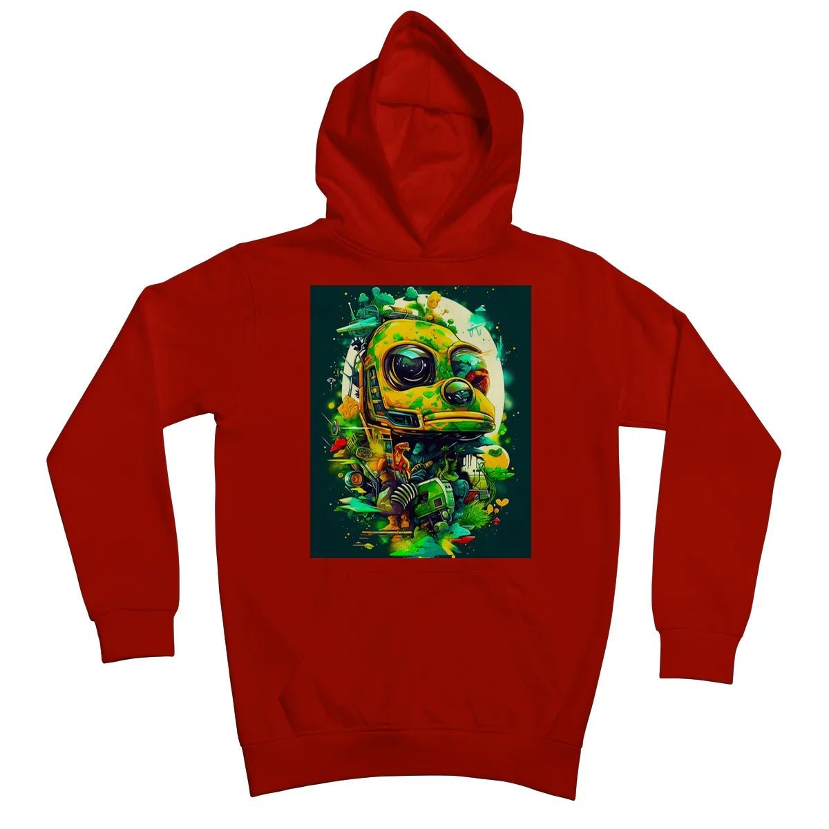 Mechanical Muse: Vibrant Graffiti Odyssey in Surreal Auto Wonderland Kids Hoodie - D'Sare