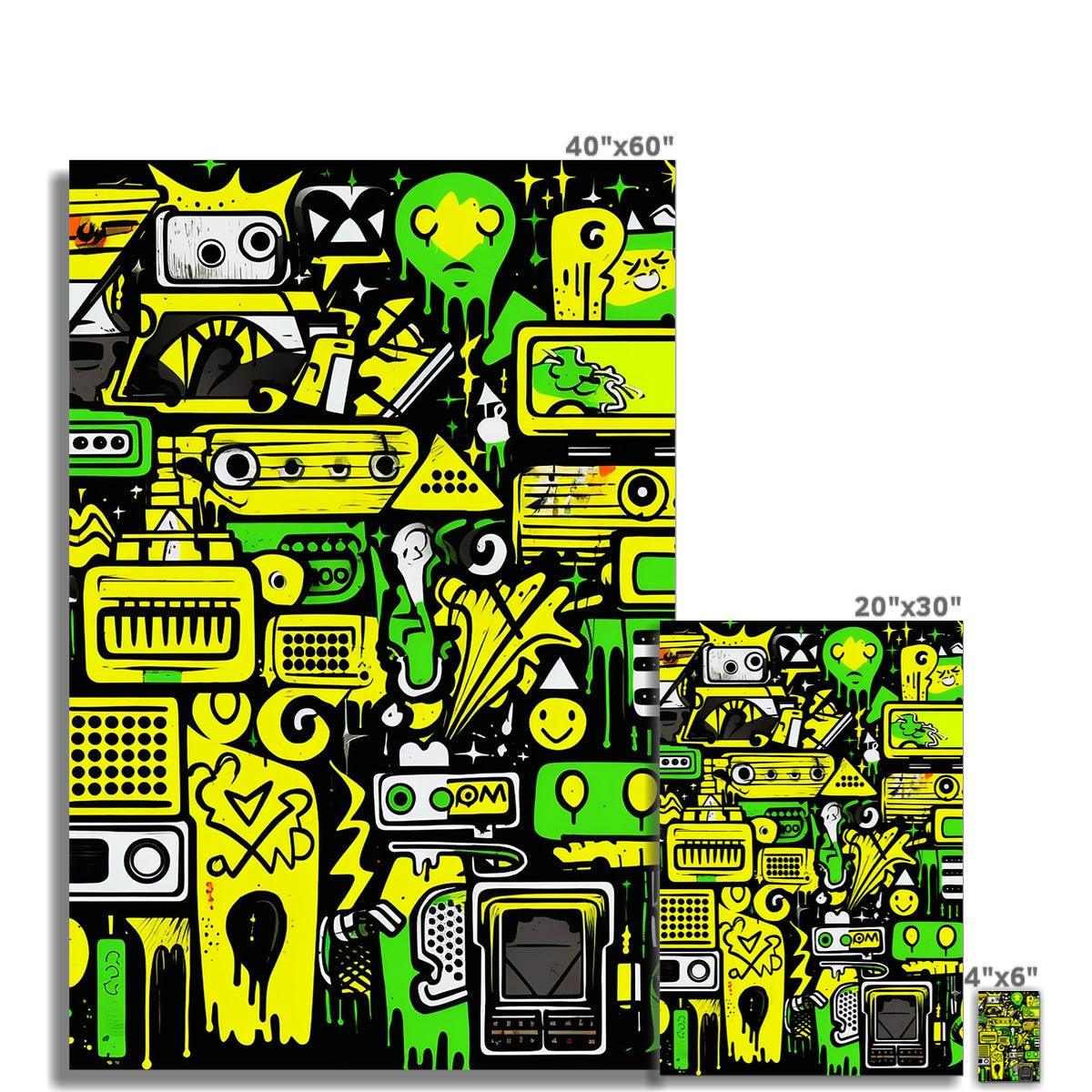 Graffiti Green and Yellow Abstract: A Dive into Vibrant Urban Art Fine Art Print - D'Sare 