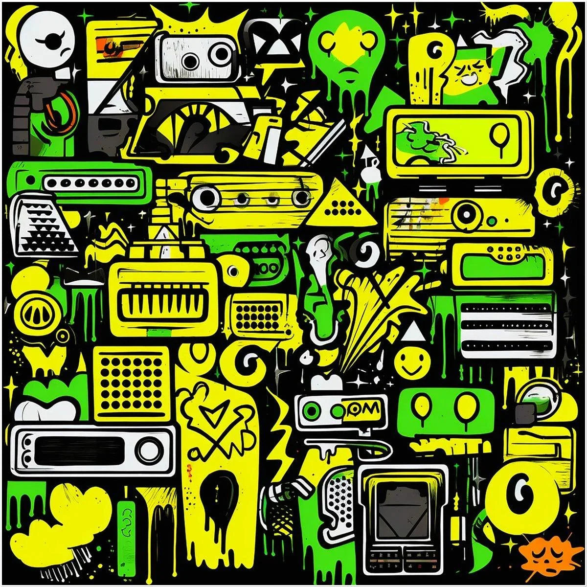 Graffiti Green and Yellow Abstract: A Dive into Vibrant Urban Art Temporary Tattoo - D'Sare 