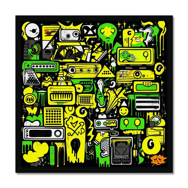 Graffiti Green and Yellow Abstract: A Dive into Vibrant Urban Art Budget Framed Poster by Prodigi