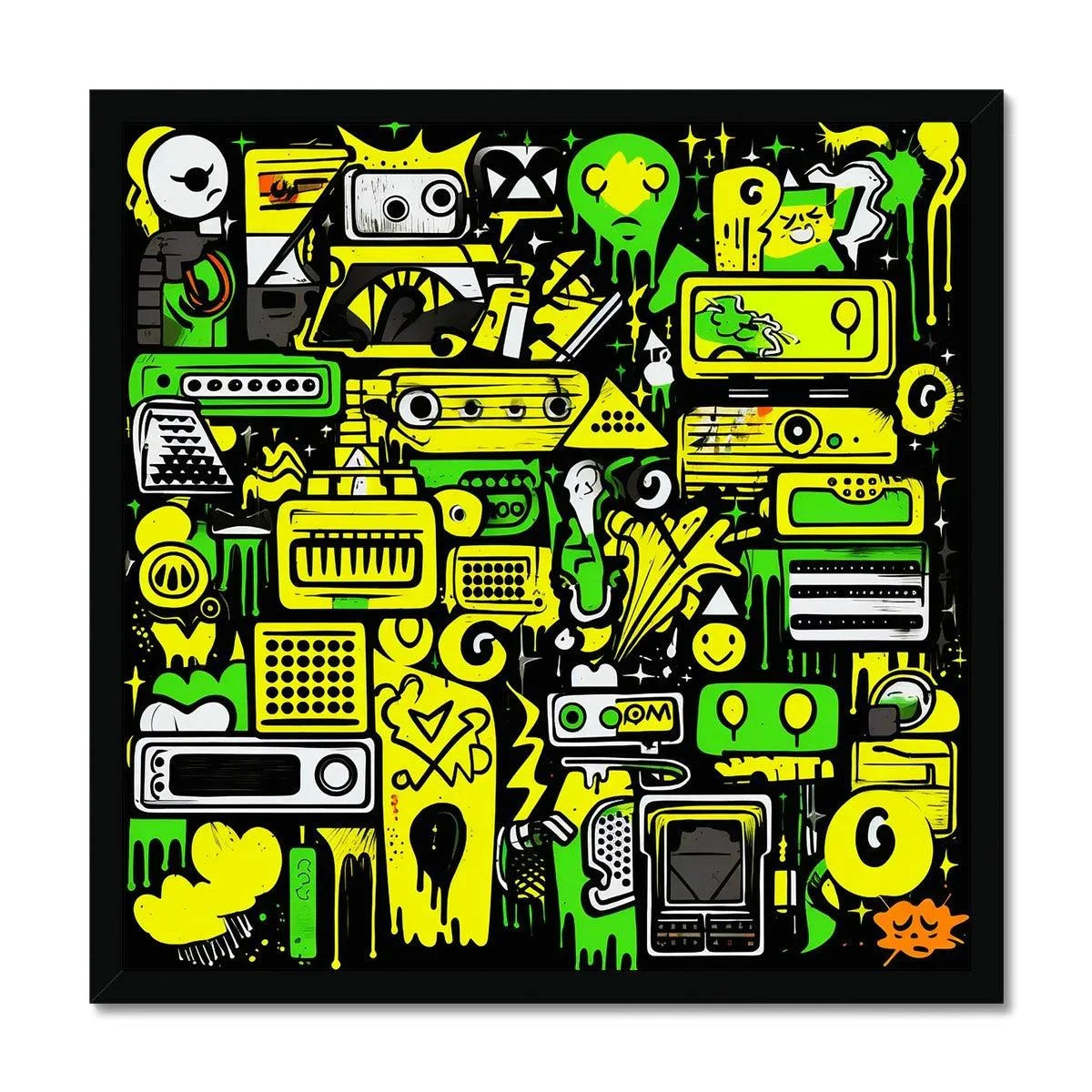 Graffiti Green and Yellow Abstract: A Dive into Vibrant Urban Art Budget Framed Poster by Prodigi