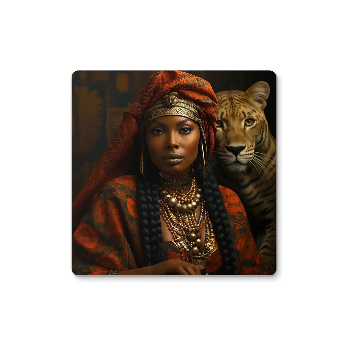 Empress Ebony Leopard Luxe MelanatedME Coaster by Prodigi