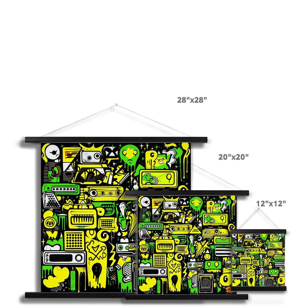 Graffiti Green and Yellow Abstract: A Dive into Vibrant Urban Art Fine Art Print with Hanger - D'Sare 