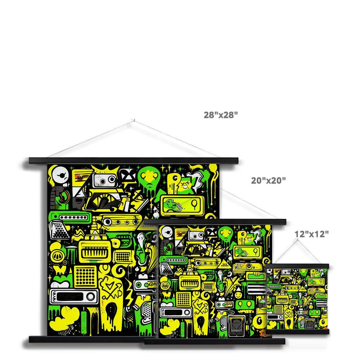Graffiti Green and Yellow Abstract: A Dive into Vibrant Urban Art Fine Art Print with Hanger - D'Sare 
