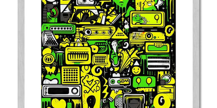 Graffiti Green and Yellow Abstract: A Dive into Vibrant Urban Art Antique Framed & Mounted Print by Prodigi