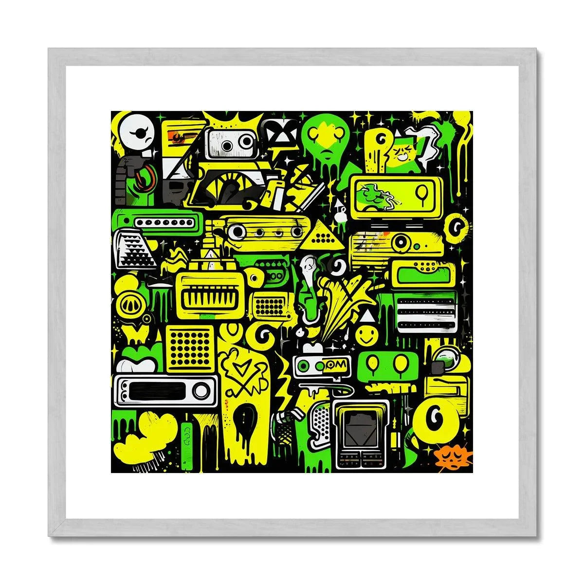 Graffiti Green and Yellow Abstract: A Dive into Vibrant Urban Art Antique Framed & Mounted Print - D'Sare 