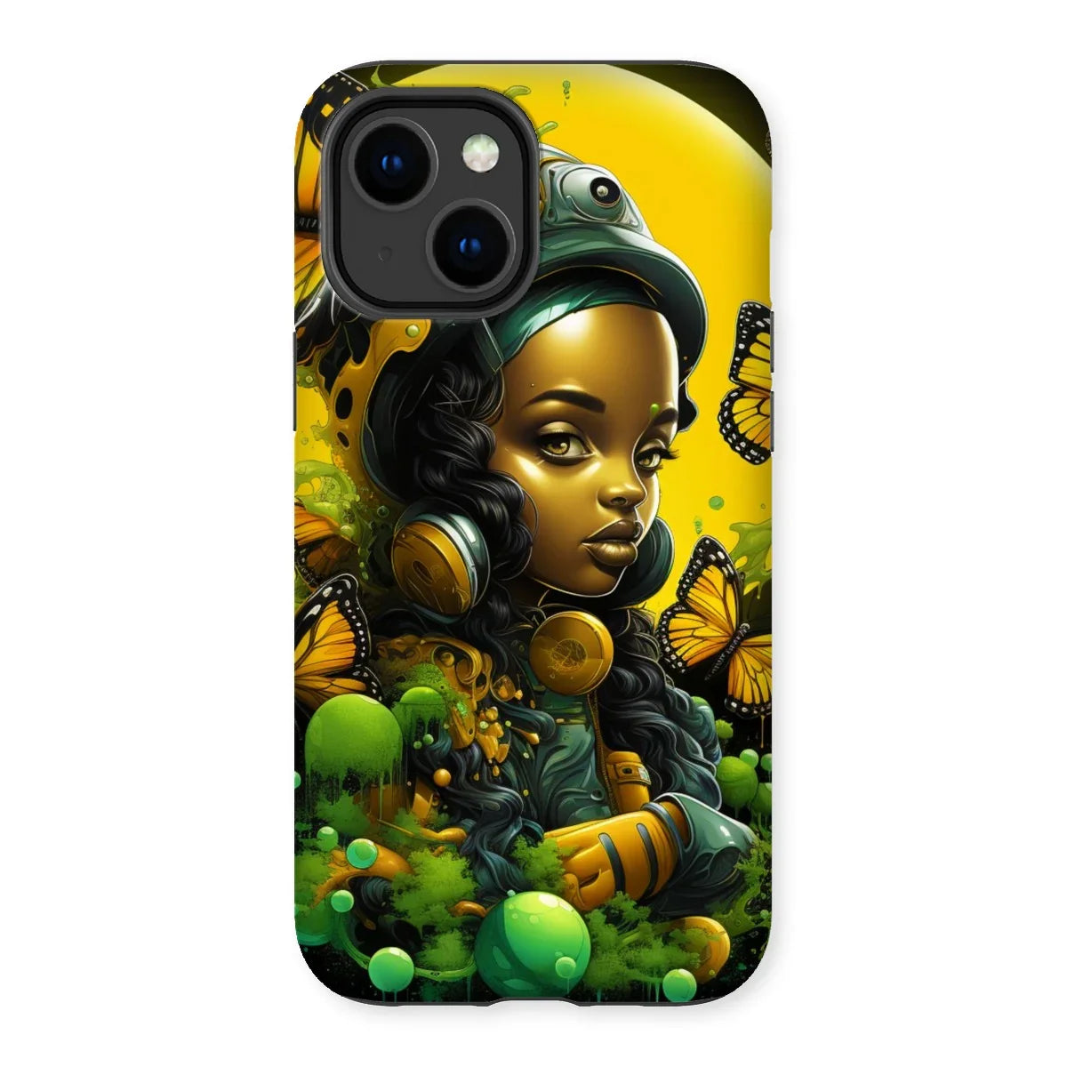 Monarch Butterfly Urban Fantasy Art Print - Afrofuturistic Girl with Butterflies Tough Phone Case - D'Sare