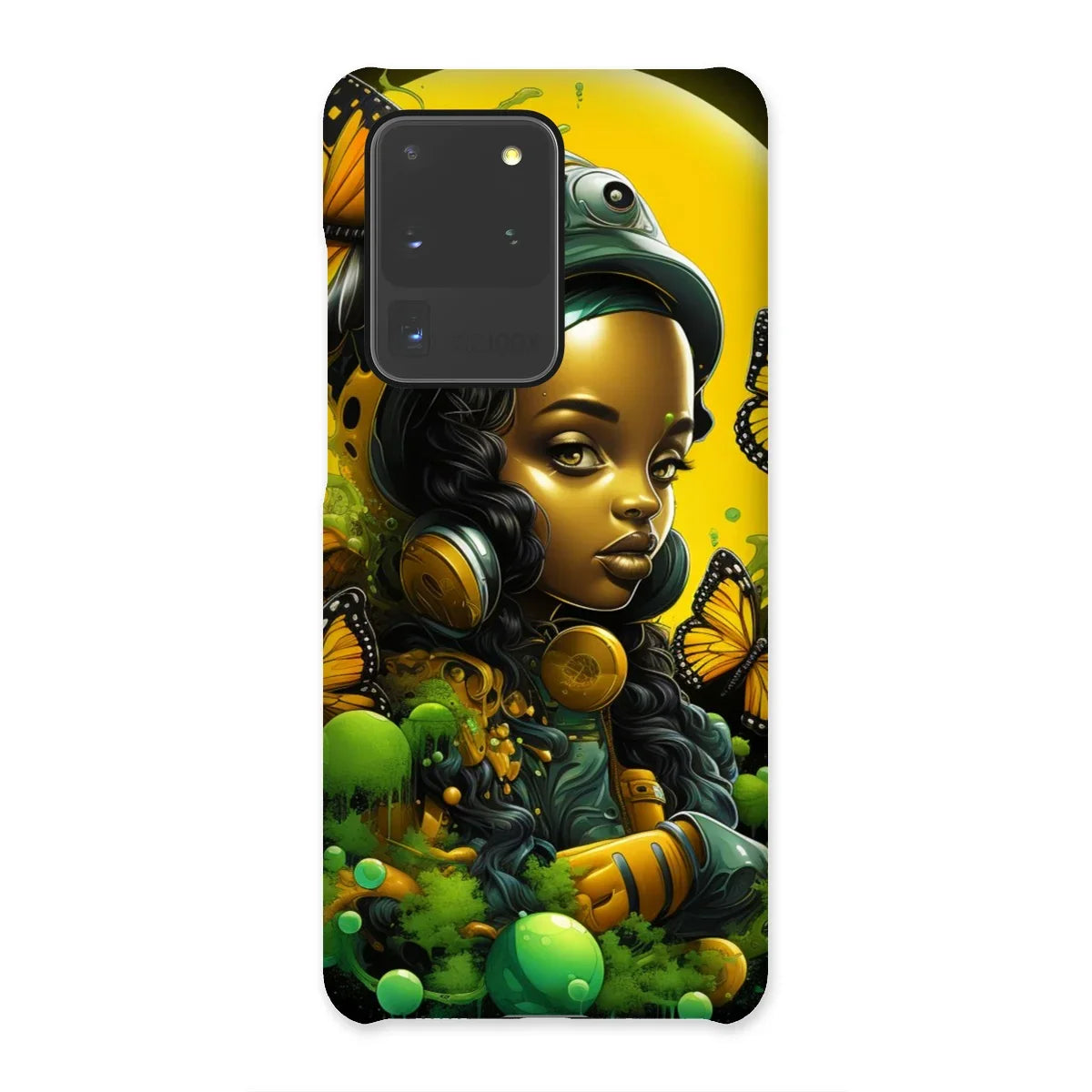 Monarch Butterfly Urban Fantasy Art Print - Afrofuturistic Girl with Butterflies Snap Phone Case - D'Sare