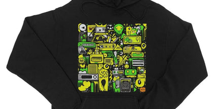 Graffiti Green and Yellow Abstract: A Dive into Vibrant Urban Art College Hoodie by Prodigi