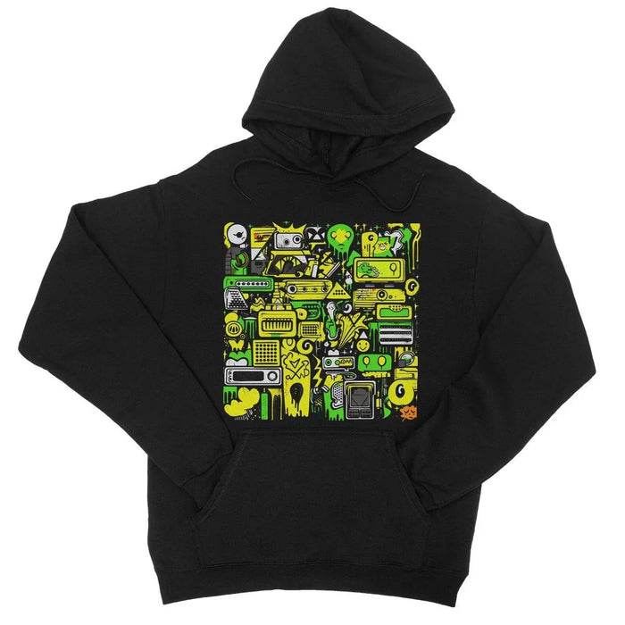 Graffiti Green and Yellow Abstract: A Dive into Vibrant Urban Art College Hoodie
