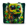 Mechanical Muse: Vibrant Graffiti Odyssey in Surreal Auto Wonderland Canvas Tote Bag - D'Sare