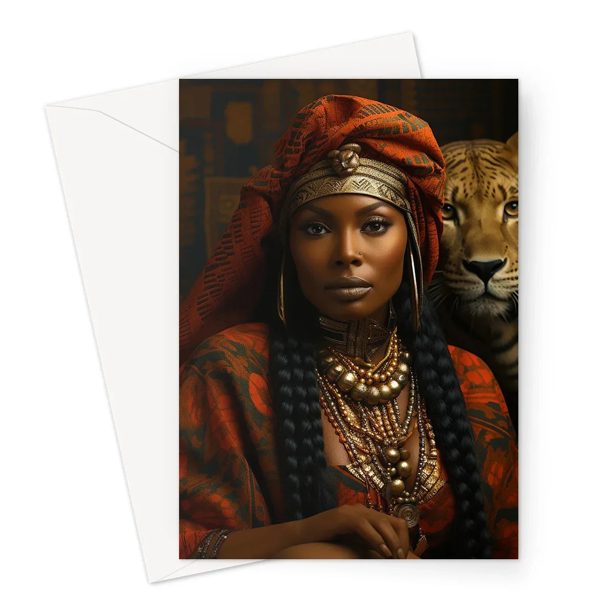 Empress Ebony Leopard Luxe MelanatedME Greeting Card by D'Sare