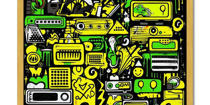 Graffiti Green and Yellow Abstract: A Dive into Vibrant Urban Art Antique Framed Print by Prodigi