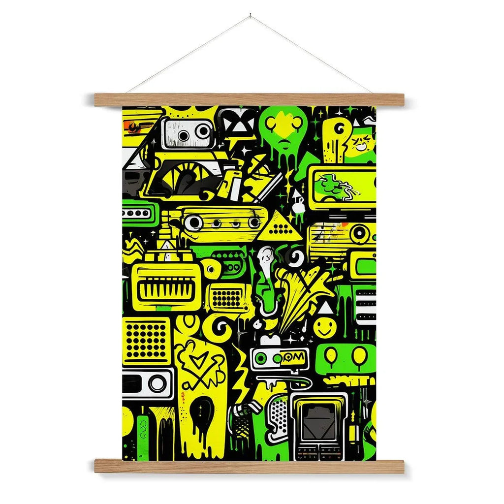 Graffiti Green and Yellow Abstract: A Dive into Vibrant Urban Art Fine Art Print with Hanger - D'Sare 