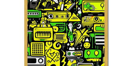 Graffiti Green and Yellow Abstract: A Dive into Vibrant Urban Art Antique Framed Print by Prodigi