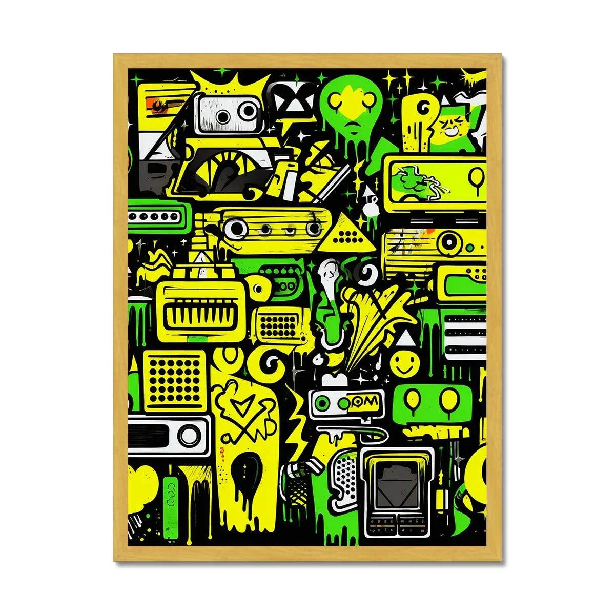 Graffiti Green and Yellow Abstract: A Dive into Vibrant Urban Art Antique Framed Print - D'Sare 