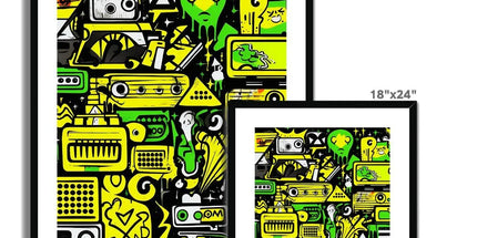 Graffiti Green and Yellow Abstract: A Dive into Vibrant Urban Art Framed & Mounted Print by Prodigi
