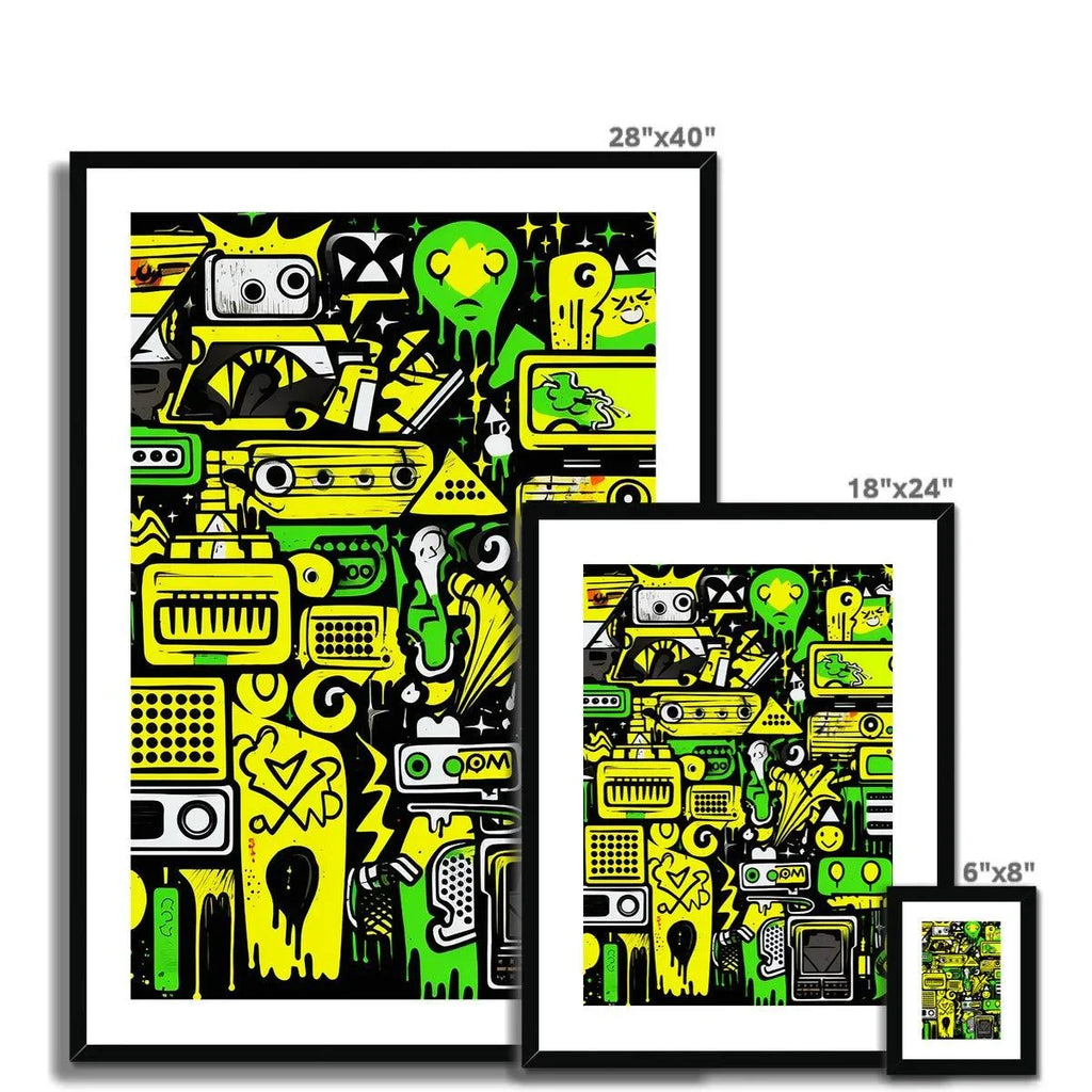 Graffiti Green and Yellow Abstract: A Dive into Vibrant Urban Art Framed & Mounted Print - D'Sare 