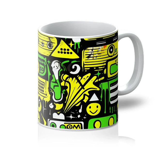 Graffiti Green and Yellow Abstract: A Dive into Vibrant Urban Art Mug - D'Sare 