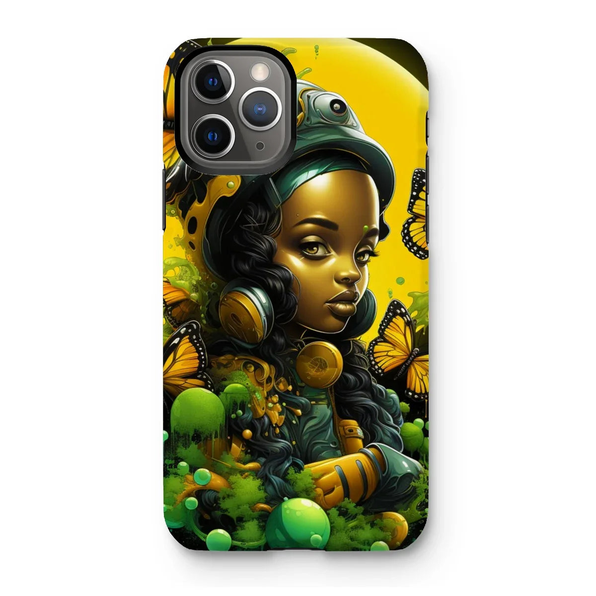 Monarch Butterfly Urban Fantasy Art Print - Afrofuturistic Girl with Butterflies Tough Phone Case - D'Sare