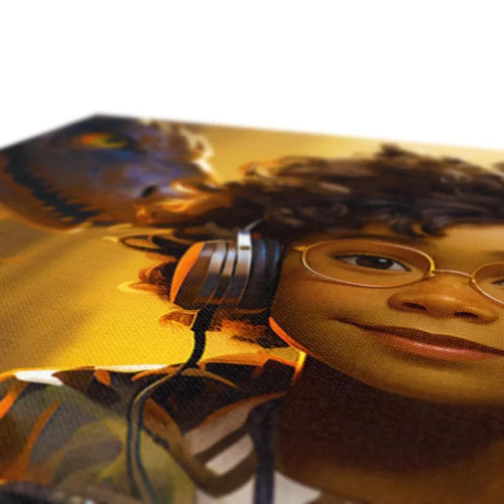 Little Boy Dino Dream Earphone: MelanatedMe Adventures by D'Sare Eco Canvas - D'Sare 