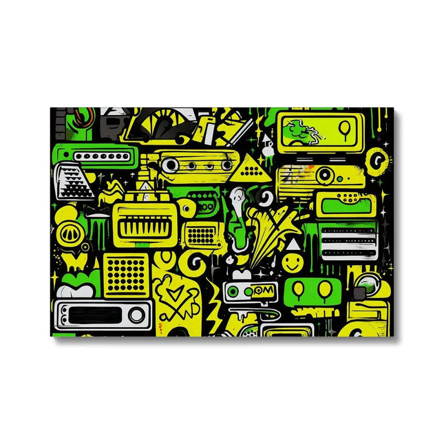 Graffiti Green and Yellow Abstract: A Dive into Vibrant Urban Art Eco Canvas by Prodigi