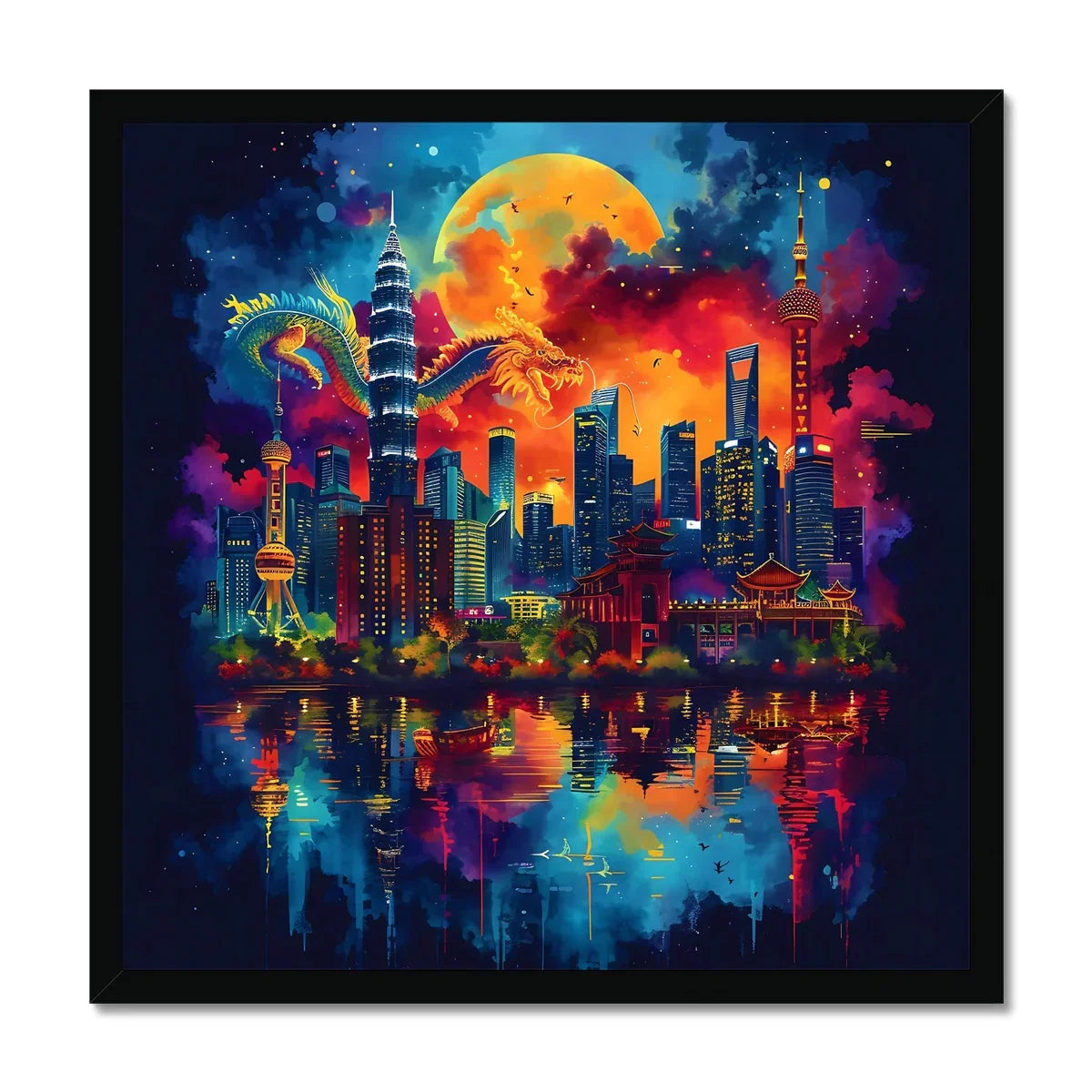 2024 Year Of The Dragon Celebration Budget Framed Poster by Prodigi