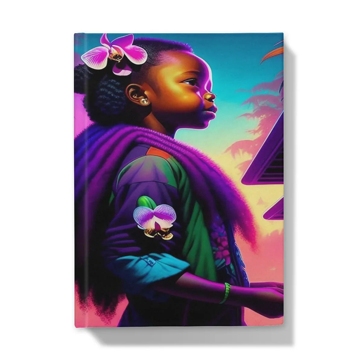 Voyage Bloom Neon Orchid Explorer's Journal by MelanatedME Hardback Journal - D'Sare