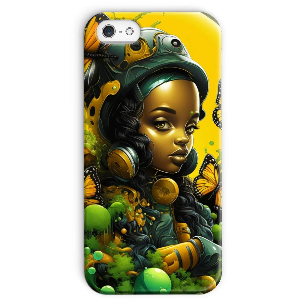 Monarch Butterfly Urban Fantasy Art Print - Afrofuturistic Girl with Butterflies Snap Phone Case - D'Sare
