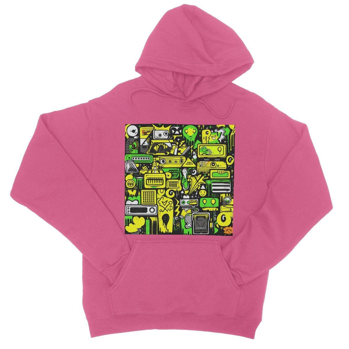 Graffiti Green and Yellow Abstract: A Dive into Vibrant Urban Art College Hoodie - D'Sare 