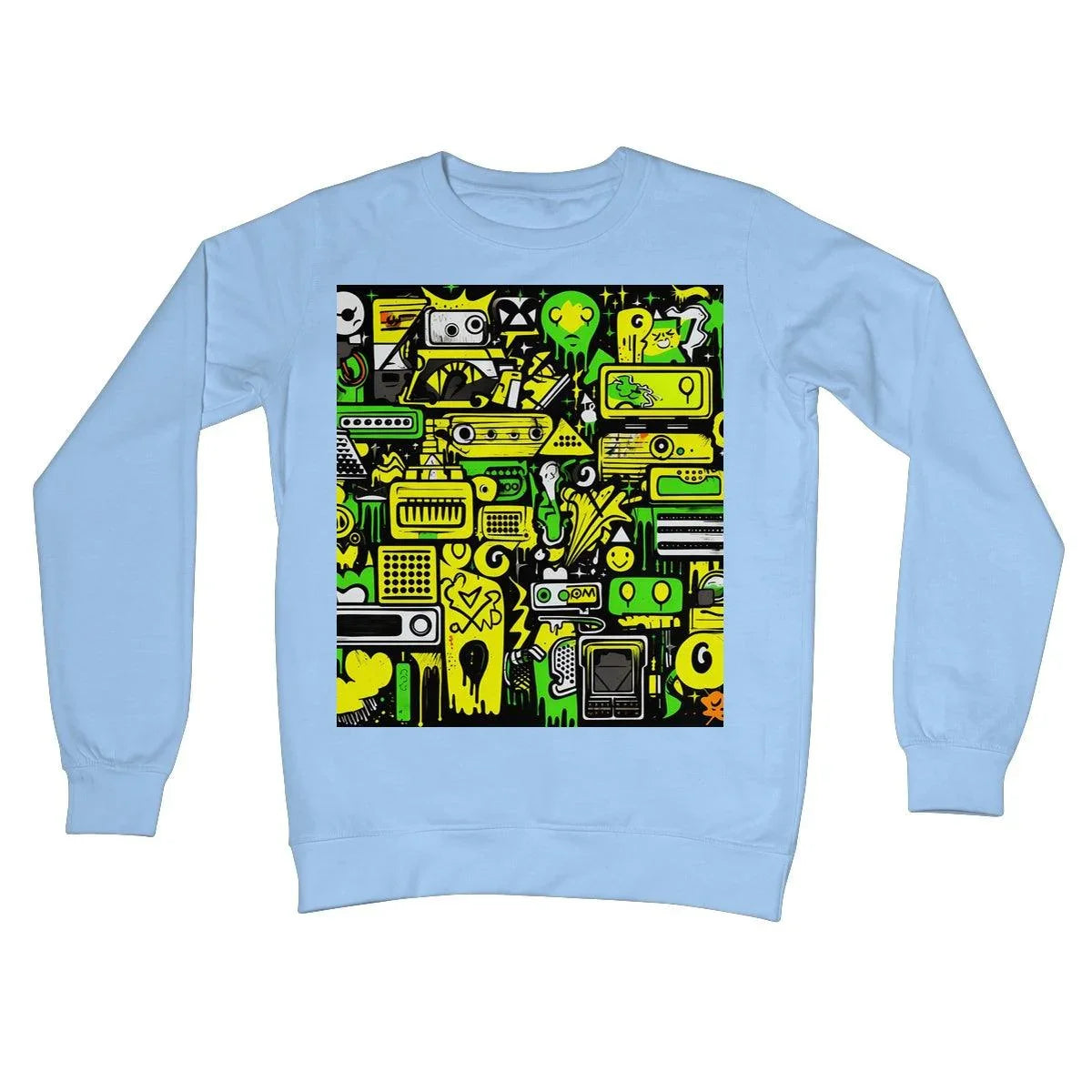 Graffiti Green and Yellow Abstract: A Dive into Vibrant Urban Art Crew Neck Sweatshirt by Prodigi