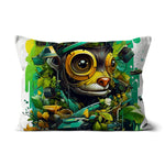 Nature's Resilience: Surreal Auto-Forest Artwork - Whimsical Raccoon and Greenery Infused Car  Cushion