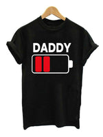 Men's DADDY battery print short-sleeved round neck T-shirt parent-child wear - D'Sare 