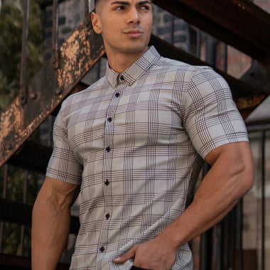 Summer Men's Plaid Print Shirts Casual Style Oversized Short Sleeve Shirts