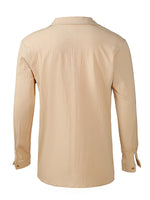 Casual Lapel Long Sleeve Shirt Solid Color Men's Shirt - D'Sare 