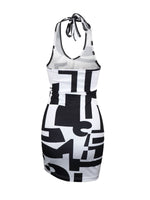 Women's Contrasting Color Sexy Halter Neck Backpack Hip Dress