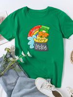 St. Patrick's Day Graphic Print Crew Neck Women's T-shirt - D'Sare 
