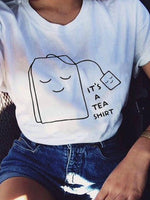 It's a Tea Shirt tea bag smiling face trendy street English short-sleeved T-shirt