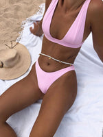 Women's sexy push up deep V bikini set