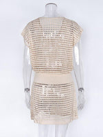 Solid Color Open Knit Cover Up Women's Dress - D'Sare 
