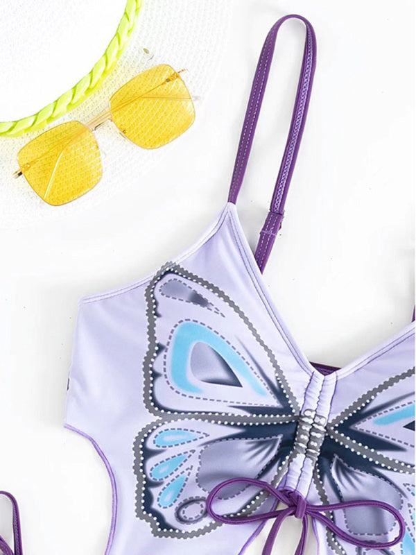 Women's Butterfly Print Bikini Two-Piece Set
