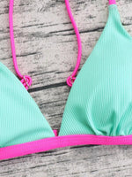 Women's Colorblock Binding Trim Bikini Swimsuit Set - D'Sare 