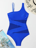 Women's Solid Color One-Shoulder One-Piece Swimsuit - D'Sare 