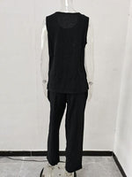 Women's Casual Loose Sleeveless Slit Vest + Pants Set - D'Sare 